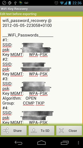 WiFi Key Recovery (needs root) screenshot 1